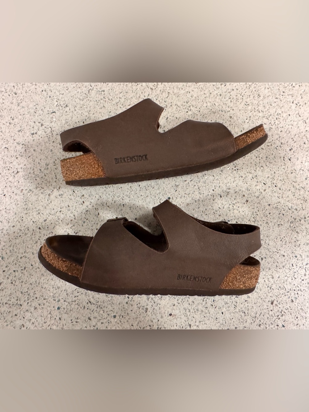 Birkenstock Milano Brown Suede Triple Strap Sandals Size 12 - Picture 7 of 10